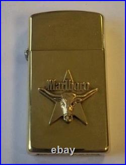 Vintage Zippo 1992 Marlboro Longhorn Star Brass Lighter NEW! VERY RARE