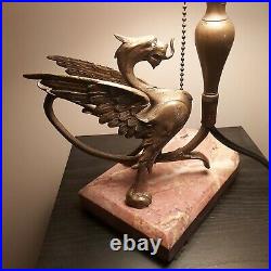 Vintage and Very Rare Griffon Table Lamp Marble Ashtray Base-Very Unique! 13