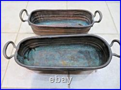 Vintage copper planters with brass handles oval hand made dove tailing VERY RARE