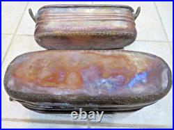 Vintage copper planters with brass handles oval hand made dove tailing VERY RARE