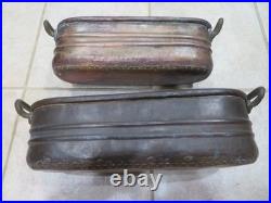 Vintage copper planters with brass handles oval hand made dove tailing VERY RARE