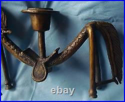Vintage very rare brass horse shape table shelf candle holder stand home decor