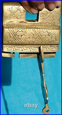 Vintage very rare brass lock from south India home decor utility collectible art