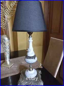 Vintage very rare ceramic and brass table lamp