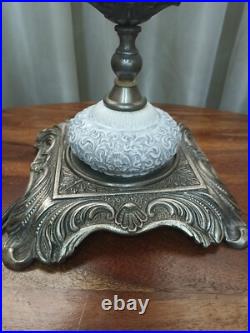 Vintage very rare ceramic and brass table lamp