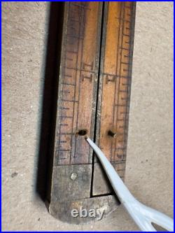 Vintage wood brass Very Rare Stanley No. 3 Folding 12 Ruler
