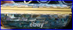 Vtg 1950s or 60s compact box purse brass abalone inlay very rare VG++