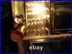 Vtg 1950s or 60s compact box purse brass abalone inlay very rare VG++