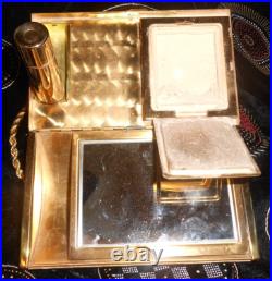 Vtg 1950s or 60s compact box purse brass abalone inlay very rare VG++
