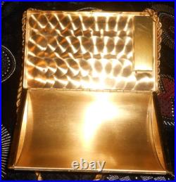 Vtg 1950s or 60s compact box purse brass abalone inlay very rare VG++