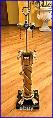 Vtg Chapman Solid Brass Spiral Column Table Lamp Marble Base Very Rare EUC