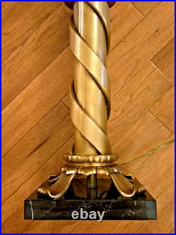 Vtg Chapman Solid Brass Spiral Column Table Lamp Marble Base Very Rare EUC