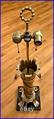 Vtg Chapman Solid Brass Spiral Column Table Lamp Marble Base Very Rare EUC