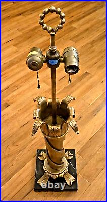 Vtg Chapman Solid Brass Spiral Column Table Lamp Marble Base Very Rare EUC