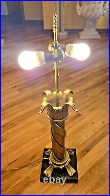 Vtg Chapman Solid Brass Spiral Column Table Lamp Marble Base Very Rare EUC