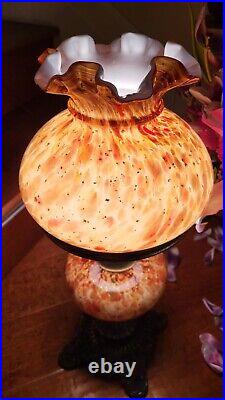 Vtg Fenton Victorian Vasa Murrhina Autumn Orange/tortoise Shell Lamp. Very Rare