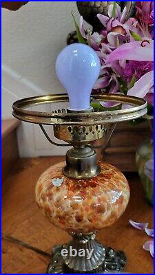 Vtg Fenton Victorian Vasa Murrhina Autumn Orange/tortoise Shell Lamp. Very Rare