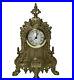 Vtg-Italian-antique-gold-with-roman-numerals-brass-table-clock-very-ornate-Rare-01-sm