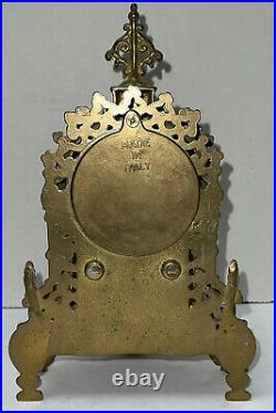 Vtg Italian antique gold with roman numerals brass table clock very ornate Rare