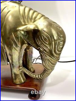 Vtg MCM Massive 15.5 Wide Brass Elephant Lamp 20+lbs Very Rare Lamp 28 Tall