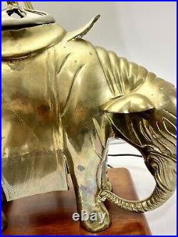 Vtg MCM Massive 15.5 Wide Brass Elephant Lamp 20+lbs Very Rare Lamp 28 Tall