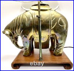 Vtg MCM Massive 15.5 Wide Brass Elephant Lamp 20+lbs Very Rare Lamp 28 Tall