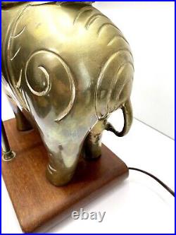 Vtg MCM Massive 15.5 Wide Brass Elephant Lamp 20+lbs Very Rare Lamp 28 Tall