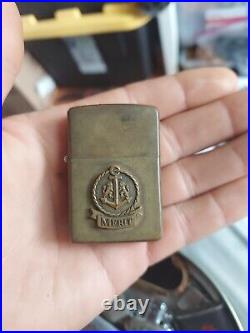 Vtg Very Rare 1932- 1985 Merit Cigarette Logo Solid Brass ZIPPO Torch Lighter