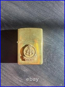 Vtg Very Rare 1932- 1985 Merit Cigarette Logo Solid Brass ZIPPO Torch Lighter