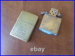 Vtg Very Rare 1994 Solid Brass Zippo Lighter Engraved Uncle Sam & Zippo Flame