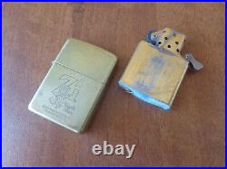 Vtg Very Rare 1994 Solid Brass Zippo Lighter Engraved Uncle Sam & Zippo Flame