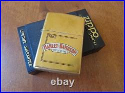 Vtg Very Rare 1994 Solid Brass Zippo Lighter Harley Davidson Motor Co. Inc. 1982