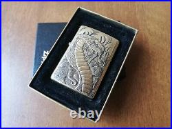 Vtg Very Rare 1995 Brass Zippo Barrett Smythe Embossed Emblem King Cobra Snake