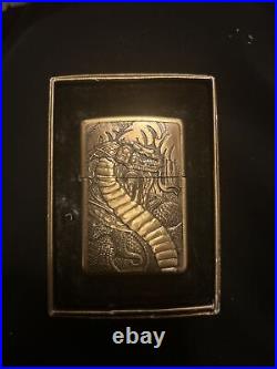 Vtg Very Rare 1995 Brass Zippo Barrett Smythe Embossed Emblem King Cobra Snake