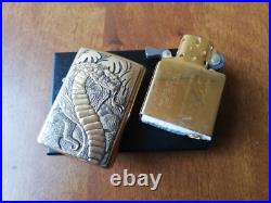 Vtg Very Rare 1995 Brass Zippo Barrett Smythe Embossed Emblem King Cobra Snake