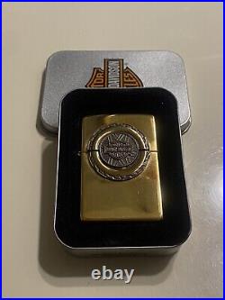 Vtg Very Rare 1997 Brass Zippo Hd Harley Davidson Tire Engine Trick Surprise