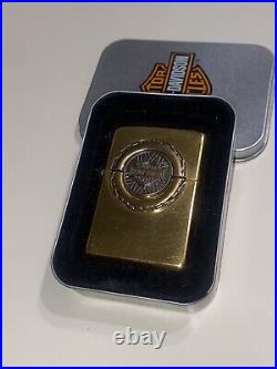 Vtg Very Rare 1997 Brass Zippo Hd Harley Davidson Tire Engine Trick Surprise