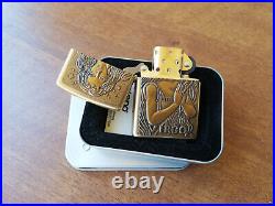 Vtg Very Rare 2000 Brass Zippo Lighter Virgo Zodiac Series Barrett Smythe Emblem