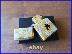 Vtg Very Rare 2004 Solid Brass Zippo Barrett Smythe Jugsaw Puzzle Pieces Emblem