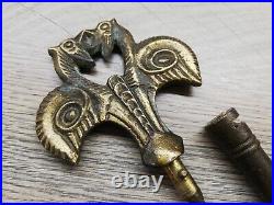 Vtg Very Rare Brass Cellar Key Corkscrew Wine Beer Opener Figural Gargoyle Kiss