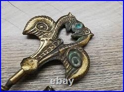 Vtg Very Rare Brass Cellar Key Corkscrew Wine Beer Opener Figural Gargoyle Kiss