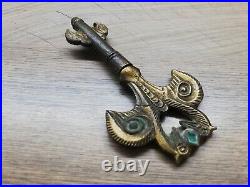 Vtg Very Rare Brass Cellar Key Corkscrew Wine Beer Opener Figural Gargoyle Kiss