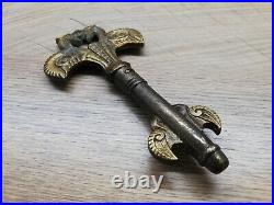 Vtg Very Rare Brass Cellar Key Corkscrew Wine Beer Opener Figural Gargoyle Kiss