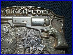 WALKER COLT. 44 CAL REVOLVER BRASS BELT BUCKLE! VINTAGE! VERY RARE! ADM! 1980s