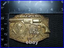 WALKER COLT. 44 CAL REVOLVER BRASS BELT BUCKLE! VINTAGE! VERY RARE! ADM! 1980s