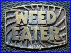 WEED EATER LAWN MOWERS BRASS HIPPIE BELT BUCKLE! VINTAGE! VERY RARE! WithBOX! 80s