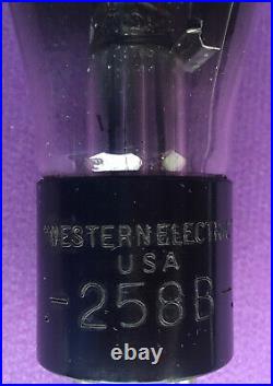 WESTERN ELECTRIC 258B? VACUUM-TUBE -Very Rare Engraved Base 2 -Brass Pins Base