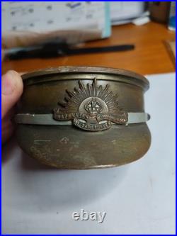 WW2? Brass Trench Art Officer's Cap With Rising Sun Badge VERY RARE