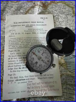WWIl VERY RARE ANTIQUE ETO Map & U. S. Army Corps Engineers Brass Compass