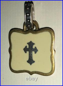 Waxing Poetic Sterling Silver & Brass Cross Pendant Charm-VERY RARE